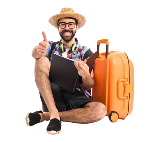 Traveler with suitcase